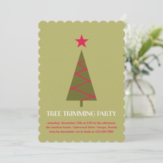 クリスマスツリーのトリミングパーティの招待状 招待状 (スタンド正面)