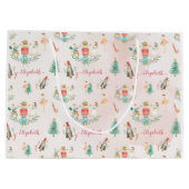 クリスマスツリーのナットクラッカーガールキパーソナライズされたッズ  ラージペーパーバッグ (裏面)