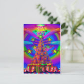 クリスマスツリーのネオン明るいサイケデリック抽象芸術 シーズンカード (スタンド正面)