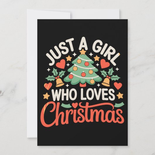 クリスマスツリーのハートが大好きな女の子 Xmas 招待状 (正面)