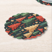 クリスマスツリーのパタカラフルーン ペーパーコースター (アングル)