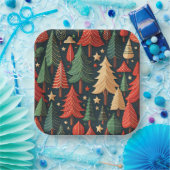 クリスマスツリーのパタカラフルーン ペーパープレート (パーティー)