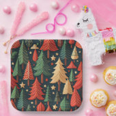 クリスマスツリーのパタカラフルーン ペーパープレート (パーティー)