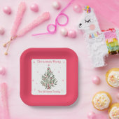 クリスマスツリーのパーティー 赤と白 ペーパープレート (パーティー)