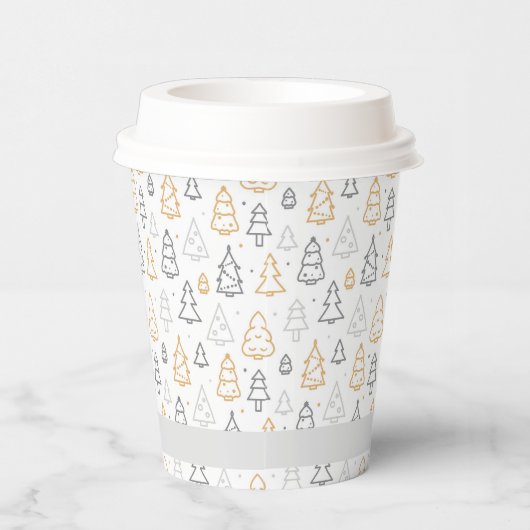 クリスマスツリーのビジネスロゴパターン（の模様が）あるカスタム 紙コップ (右)