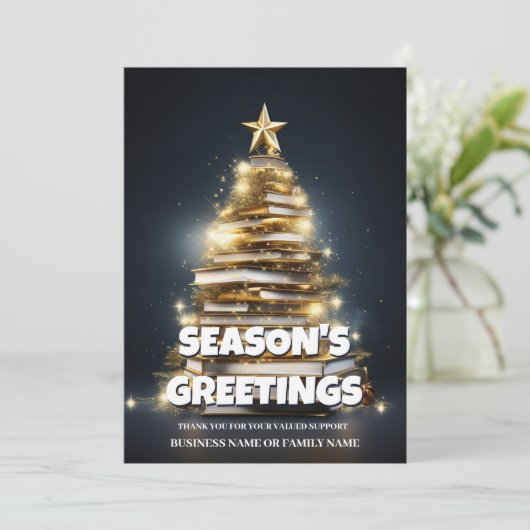 クリスマスツリーのビジネス休暇の写真を予約する シーズンカード (スタンド正面)