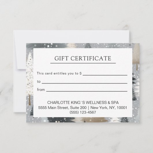 クリスマスツリーのビジネス証明書のギフト (裏面)