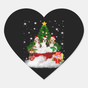 クリスマスツリーのビーグルス三人サンタクロース ハートシール