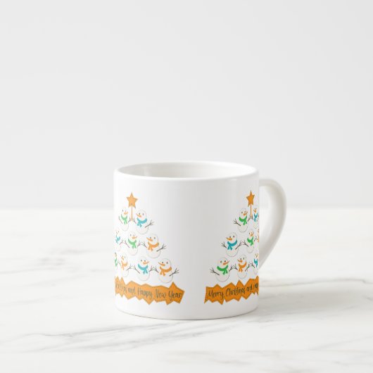 クリスマスツリーのピラミッドクリスマス雪だるま エスプレッソカップ (正面右)