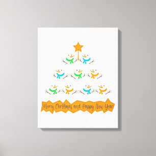 クリスマスツリーのピラミッドクリスマス雪だるま キャンバスプリント