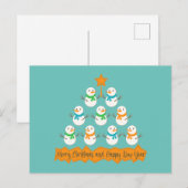 クリスマスツリーのピラミッドクリスマス雪だるま シーズンポストカード (正面/裏面)