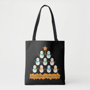 クリスマスツリーのピラミッドクリスマス雪だるま トートバッグ