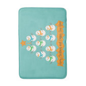 クリスマスツリーのピラミッドクリスマス雪だるま バスマット (正面縦)