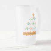 クリスマスツリーのピラミッドクリスマス雪だるま フロストグラスビールジョッキ (正面右)