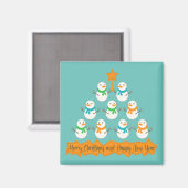 クリスマスツリーのピラミッドクリスマス雪だるま マグネット (正面/裏面)