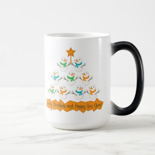 クリスマスツリーのピラミッドクリスマス雪だるま モーフィングマグカップ