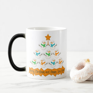 クリスマスツリーのピラミッドクリスマス雪だるま モーフィングマグカップ