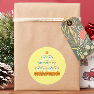 クリスマスツリーのピラミッドクリスマス雪だるま ラウンドシール