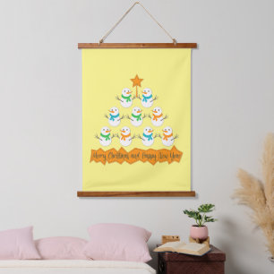 クリスマスツリーのピラミッドクリスマス雪だるま 吊り下げ型タペストリー