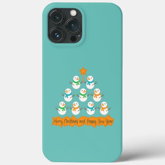 クリスマスツリーのピラミッドクリスマス雪だるま Case-Mate iPhoneケース (裏面)