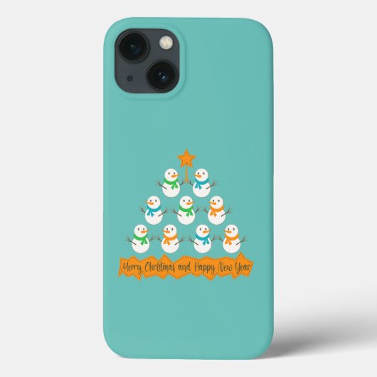 クリスマスツリーのピラミッドクリスマス雪だるま Case-Mate iPhoneケース (裏面)