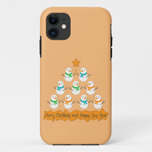 クリスマスツリーのピラミッドクリスマス雪だるま Case-Mate iPhoneケース (裏面)