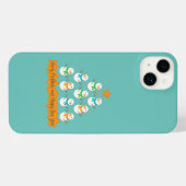 クリスマスツリーのピラミッドクリスマス雪だるま iPhoneケース (裏面横)