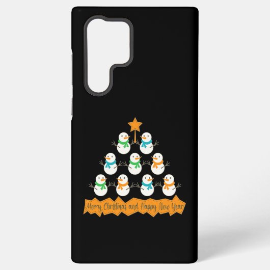 クリスマスツリーのピラミッドクリスマス雪だるま SAMSUNG GALAXYケース (裏面)