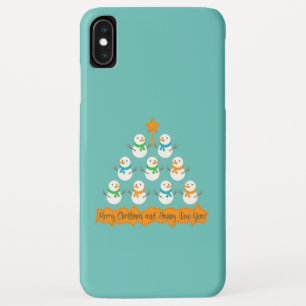 クリスマスツリーのピラミッド クリスマスの雪だるまデザイン iPhone XS MAXケース