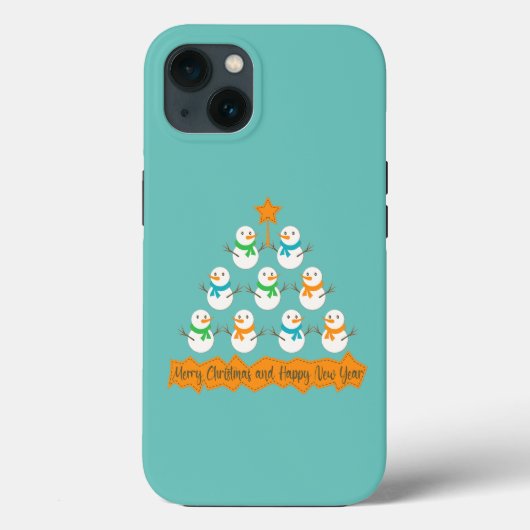 クリスマスツリーのピラミッド 雪だるま付き Case-Mate iPhoneケース (裏面)