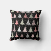 クリスマスツリーのピンクと緑（黒い背景） クッション (裏面)