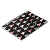 クリスマスツリーのピンクと緑(黒い背景) ノートブック (左側)