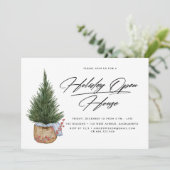 クリスマスツリーのフェスティブなデザイン | ホリデー オープン ハウス 招待状 (スタンド正面)