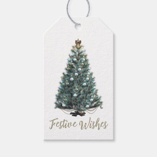 クリスマスツリーのフェスティブウィッシュ ギフトタグ (正面)
