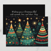 クリスマスツリーのフェスティブグリーティングカード シーズンカード (正面/裏面)