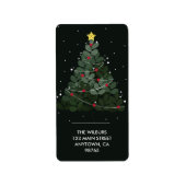 クリスマスツリーのブラックアドレス ラベル (正面)