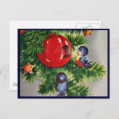 クリスマスツリーのブルーバード シーズンポストカード (正面/裏面)