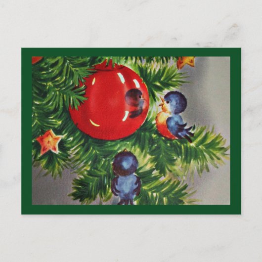 クリスマスツリーのブルーバード シーズンポストカード (正面)
