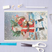 クリスマスツリーのプレゼントでサンタクロースを雪に 薄葉紙 (クラフト)