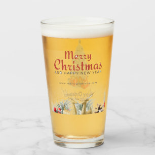 クリスマスツリーのプレゼントとトナカイのガラスのカップ タンブラーグラス