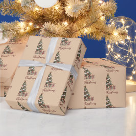 クリスマスツリーのプレゼント ギフト包装紙 ラッピングペーパー