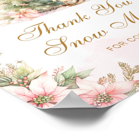 クリスマスツリーのベビーシャワーを雪に感謝 ポスター (角)