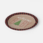 クリスマスツリーのベビーシャワー-格子縞 ペーパープレート (アングル)