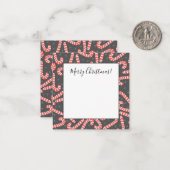 クリスマスツリーのペッパーミントキャンディー杖の雪の結晶 ノートカード (正面/裏面インサイチュ)