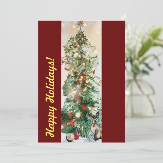 クリスマスツリーのホリデーカード シーズンカード (スタンド正面)