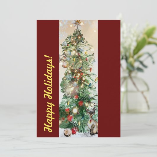 クリスマスツリーのホリデーカード シーズンカード (スタンド正面)