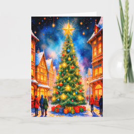 クリスマスツリーのホリデーカード シーズンカード