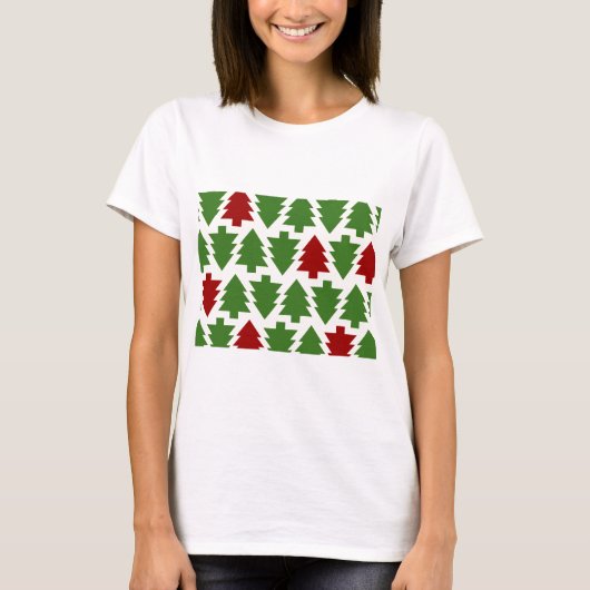 クリスマスツリーのホリデーパターン Tシャツ (正面)