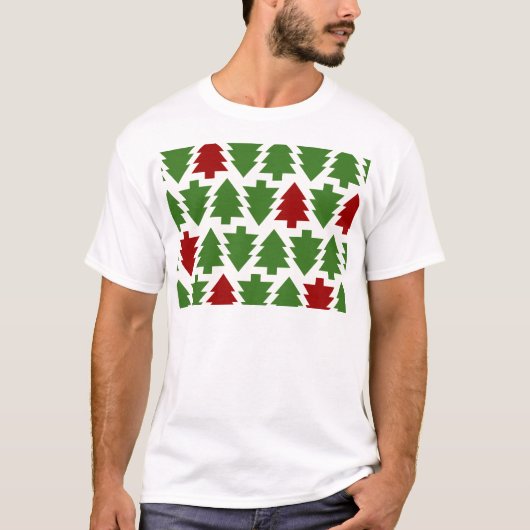 クリスマスツリーのホリデーパターン Tシャツ (正面)