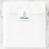 クリスマスツリーのホリデー ワード アート スクエアシール (バッグ)